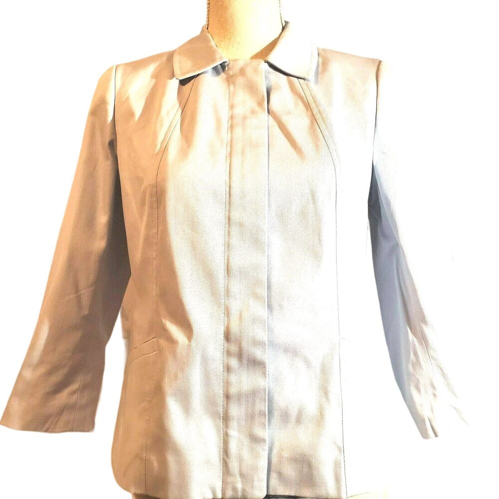 Talbots Lined Tailored Jacket Size 6P Zip Front Light Gray classic Chic Design